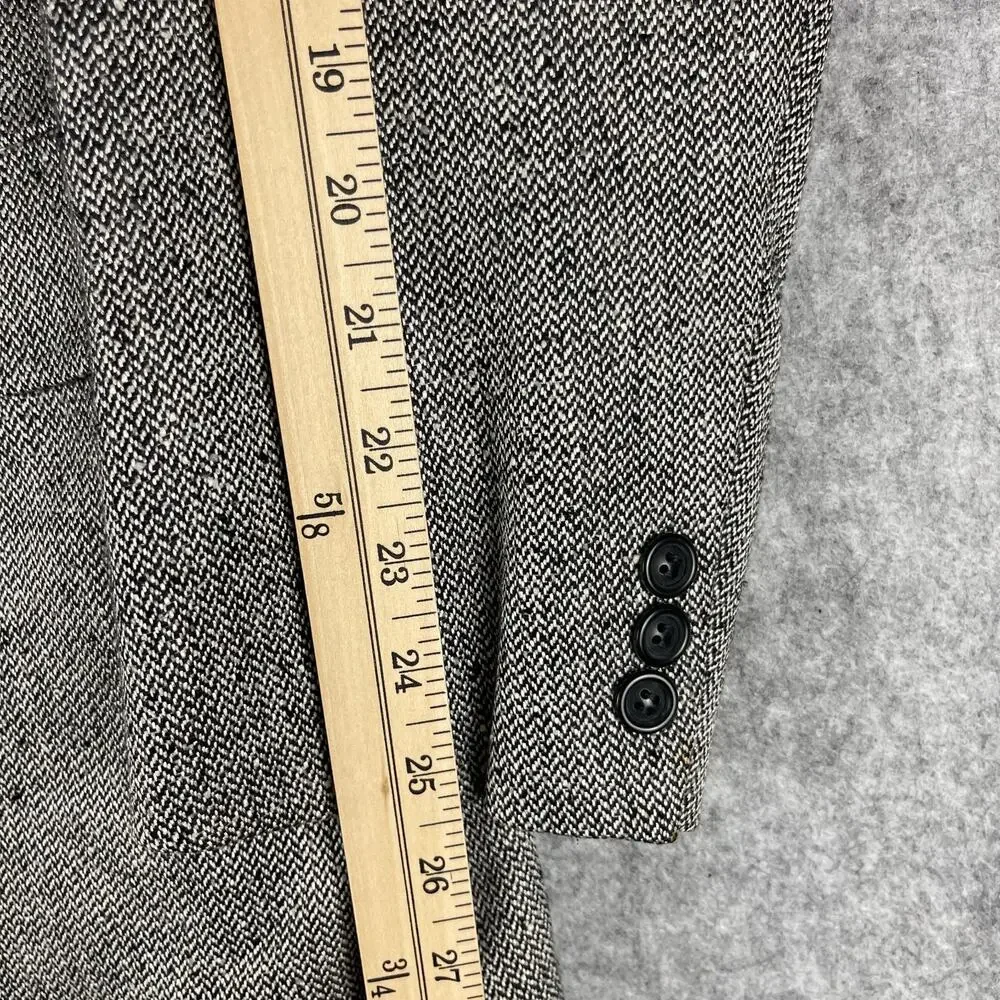 Hickey Freeman Silk Blazer Sport Coat Mens 42L Gray‎ Tweed Herringbone Boardroom